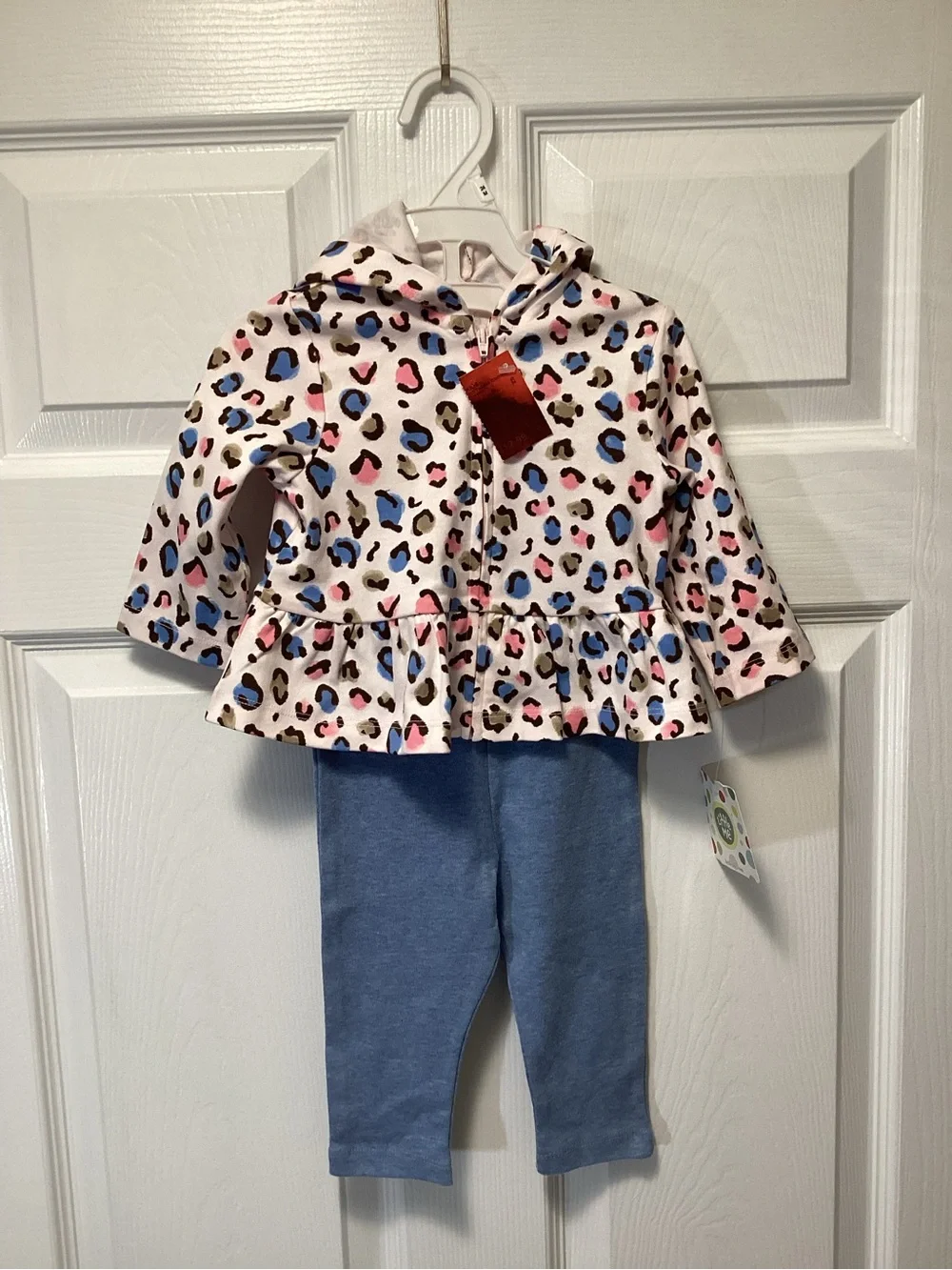 Little Girls Two-Piece Hooded Leopard Cotton Set, by Little Me, Sz 9 months, NWT